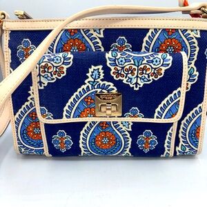 Spartina 449 Ella Daufuski Island Linen Leather Handbag Purse